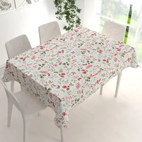 Biante Dekoračný obdĺžnikový obrus Leona LN-138 Červené a zelené lístky 130x180 cm
