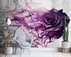 Fototapeta, Fialová růže cihlový vzhled 3D efekt - 300x210 cm