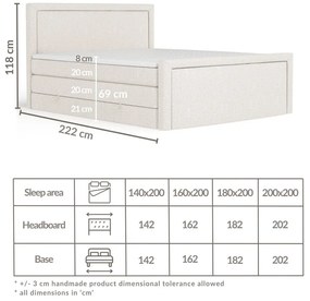 Béžová boxspring posteľ s úložným priestorom 140x200 cm Lavenda – Maison de Rêve