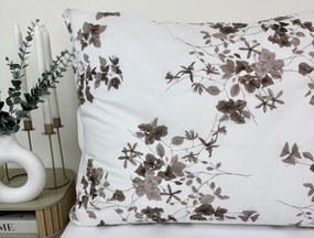 Obliečka na vankúš Hnedé kvety 70x90 cm – jemný prírodný vzor, 100 % bavlna, zips