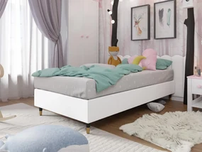 Jednolôžková posteľ Estelle - Baza Gold I, Dostupné poťahy: ekokoža Soft 017 (biela), Rozmer postele: 90x200 cm