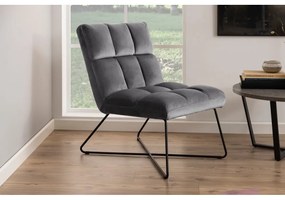 Sivé zamatové kreslo Alba – Actona