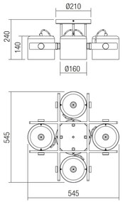Redo 01-2401 - Prisadený luster POOH 4xE27/42W/230V buk