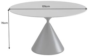 Jedálenský stôl Signature 135 cm čierny kovový rám s doskou v sivo-mramorovom vzhľade