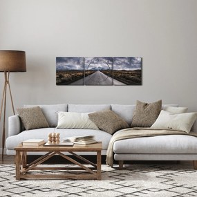 Obraz cesty v púšti (s hodinami) (90x30 cm)