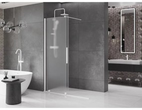 Mexen Velar, sprchová zástena s posuvnými dverami Walk-in 140 x 200 cm, 8mm sklo námraza, biela matná, 871-140-000-33-20