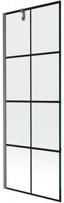 Mexen Next, 1-krídlová vaňová zástena 70 x 150 cm, 6mm číre sklo - čierny vzor, brúsený grafit, 895-070-000-00-77-66
