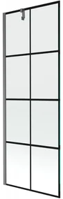 Mexen Next, 1-krídlová vaňová zástena 70 x 150 cm, 6mm číre sklo - čierny vzor, brúsený grafit, 895-070-000-00-77-66