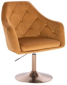 LuxuryForm DESIGN Kreslo ANDORA VELUR na zlatom tanieri - hnedé