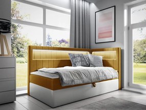 Kontinentálna jednolôžková posteľ Junior Ribezo 3, Strana: pravá, Rozmer postele: 100x200, Dostupné poťahy: ekokoža Soft 017 (biela) + Fresh 37