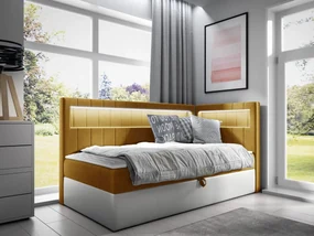 Kontinentálna jednolôžková posteľ Junior Ribezo 3, Strana: pravá, Rozmer postele: 100x200, Dostupné poťahy: ekokoža Soft 017 (biela) + Fresh 37