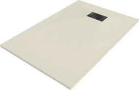 Mexen Hugo, obdĺžniková sprchová vanička, SMC, 120x80cm, béžová, čierna krytka, 42698012-B