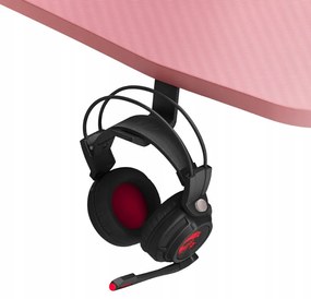 Ružový herný PC stôl s RGB LED osvetlením Šírka: 140 cm
