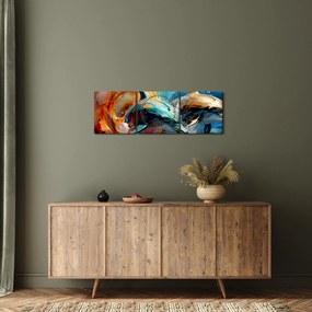 Obraz - Maľba delfínov (s hodinami) (90x30 cm)