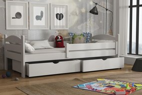 Detská posteľ z masívu borovice ELENA so šuplíkmi - 200x90 cm - BIELA