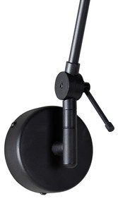 Nástenná lampa čierna s tienidlom bielym 30 cm nastaviteľná - Blitz