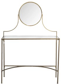 Toaletný stolík Nicole so zlatou konštrukciou a zrkadlom - 98 * 32 * 139 cm