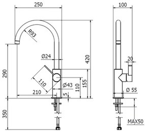 Granitový drez Vima s batériou Teorema 480x960 mm béžový