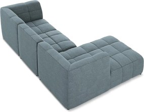 Modrá rohová pohovka z textílie buklé (ľavý roh/s leňoškou) Aloha – Makamii