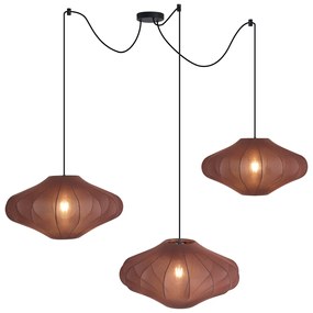 Japandi závesná lampa hnedá 50cm 3-svetlá - Plu