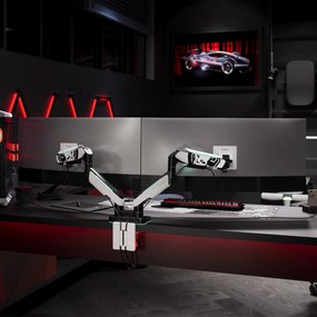 Dvojité rameno na monitory 35 palcov, bielo-čierne X-Arm Dual RGB