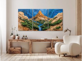 drevko |  Trojdielny machový obraz Dotyk života (imitácia)  50 x 101 cm