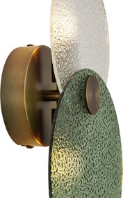 Nástenné svietidlo Art Deco tmavý bronz so zeleným a čírym sklom 2-svetelná - Text