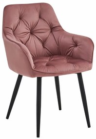 Set dvoch jedálenských stoličiek JORK zamatové, ružové (čierne nohy) 2 ks