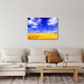 Sklenený obraz - Olejomaľba, Zlaté pole (70x50 cm)