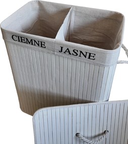 TRENDIE Bambusový kôš na prádlo 100l biely + DARČEK