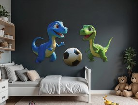 drevko |  Dekorácia na stenu Zápas malých dinosaurov  61 x 120 cm