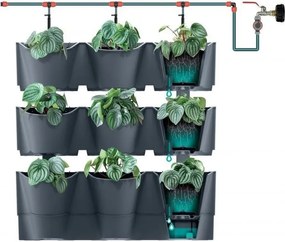 Kvetináč Prosperplast CASCADE WALL sada kvetináčov na stenu antracit