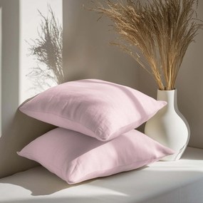 Goldea obliečka na vankúš z ľanovej zmesi - púdrovo ružová 45 x 45 cm