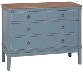 Modrá nízka komoda z jedľového dreva 115x90 cm Shabby – Ixia