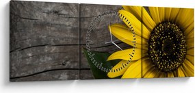Obraz - Kvet slnečnice (s hodinami) (90x30 cm)