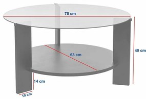 Konferenčný stolík Clara Sapphire Oak s tmavým sklom