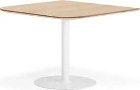 Stôl METRIC, zaoblené rohy, 1000x1000x720 mm, biela/dub