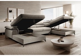 Rohová sedačka U s rozkladom Poly Roh U P - béžová / čierna