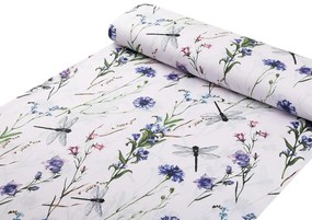 Biante Detské bavlnené posteľné obliečky do postieľky Sandra SA-429 Lúčne kvietky s vážkami Do postieľky 90x120 a 40x60 cm