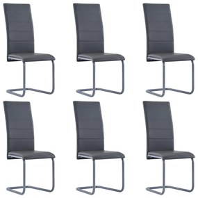 Jedálenské stoličky, perová kostra 6 ks, sivé, umelá koža 278096