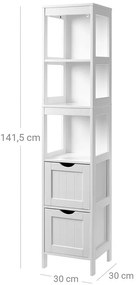 Skrinka s 3 policami a 2 zásuvkami 30x30x141.5 cm