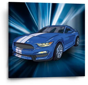 Sablio Obraz Mustang Modré pozadie - 50x50 cm
