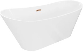 Mexen Dora, voľne stojaca vaňa 160 x 75 cm, biela, medený matný prepad, 52071607500-65