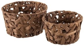 Sada 2 okrúhlych košíkov z rákosia v gaštanovohnedej Orabelle - 23 * 23 * 13 cm