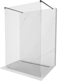 Mexen Kioto, sprchová zástena Walk-In 125 x 200 cm, 8mm číre sklo, čierny profil, 800-125-002-70-00