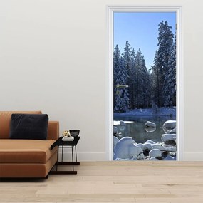 Fototapeta na dvere - Zasnežený les (95x205cm)