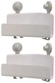 Biele rohové samodržiace plastové kúpeľňové poličky v súprave 2 ks EasyStore - Joseph Joseph