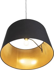 Závesné svietidlo s bavlneným tienidlom čiernej a zlatej farby 50 cm - Combi