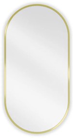 Mexen Loft, oválne kúpeľňové zrkadlo 80 x 40 cm, farba rámu zlatá lesklá, 9851-080-040-000-50