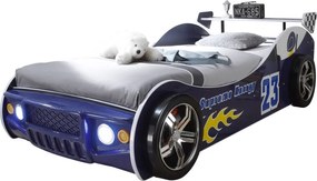 Detská pretekárska posteľ Energy 90x200 cm, modré auto s osvetlením